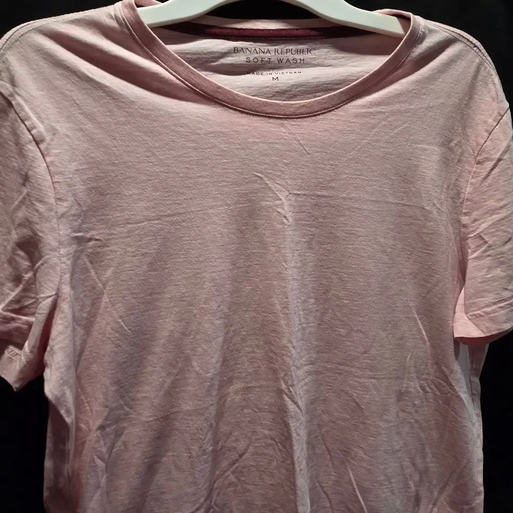 VTG Y2K Banana Republic Soft Wash Pink Crewneck Tee Sz M Grunge Retro Basic Mens